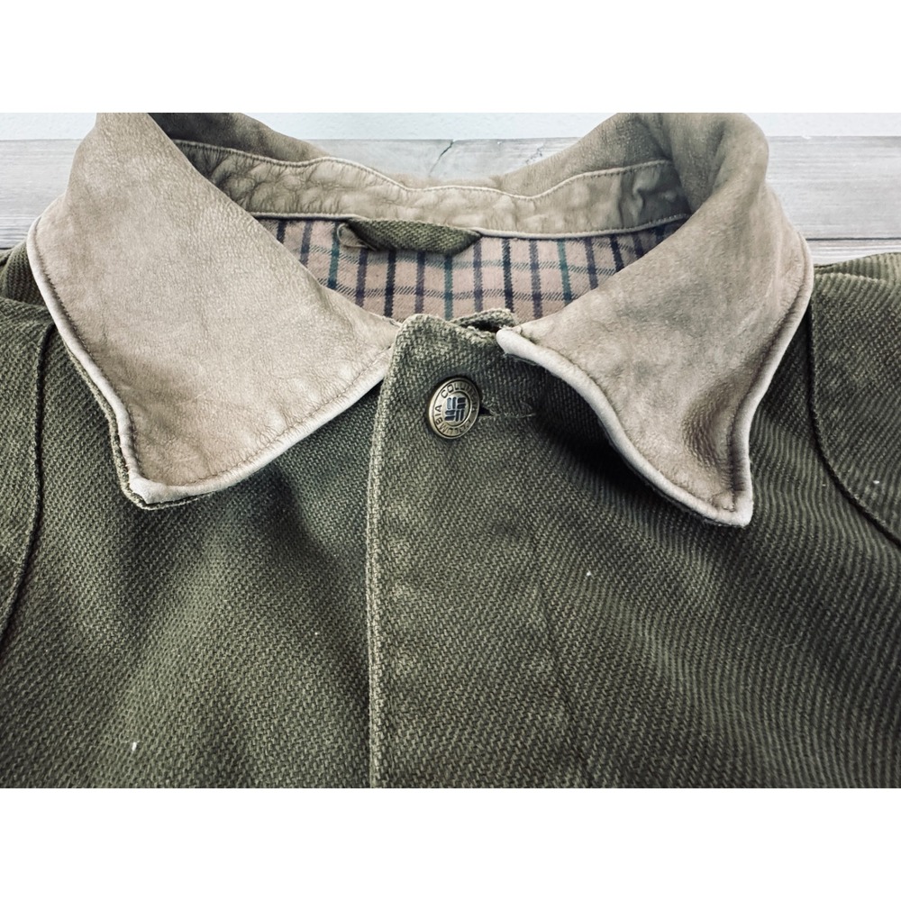 Vintage Columbia River Lodge Barn Chore Jacket Olive Green Flannel Lined Large - Picture 10 of 15